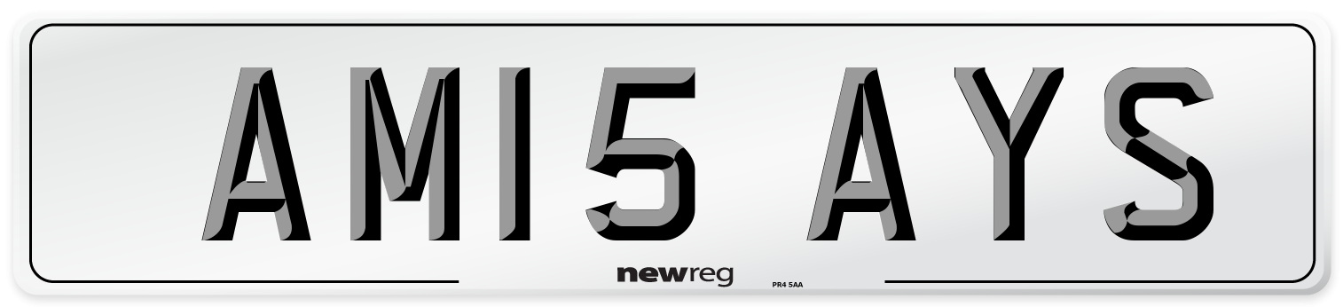 AM15 AYS Number Plate from New Reg